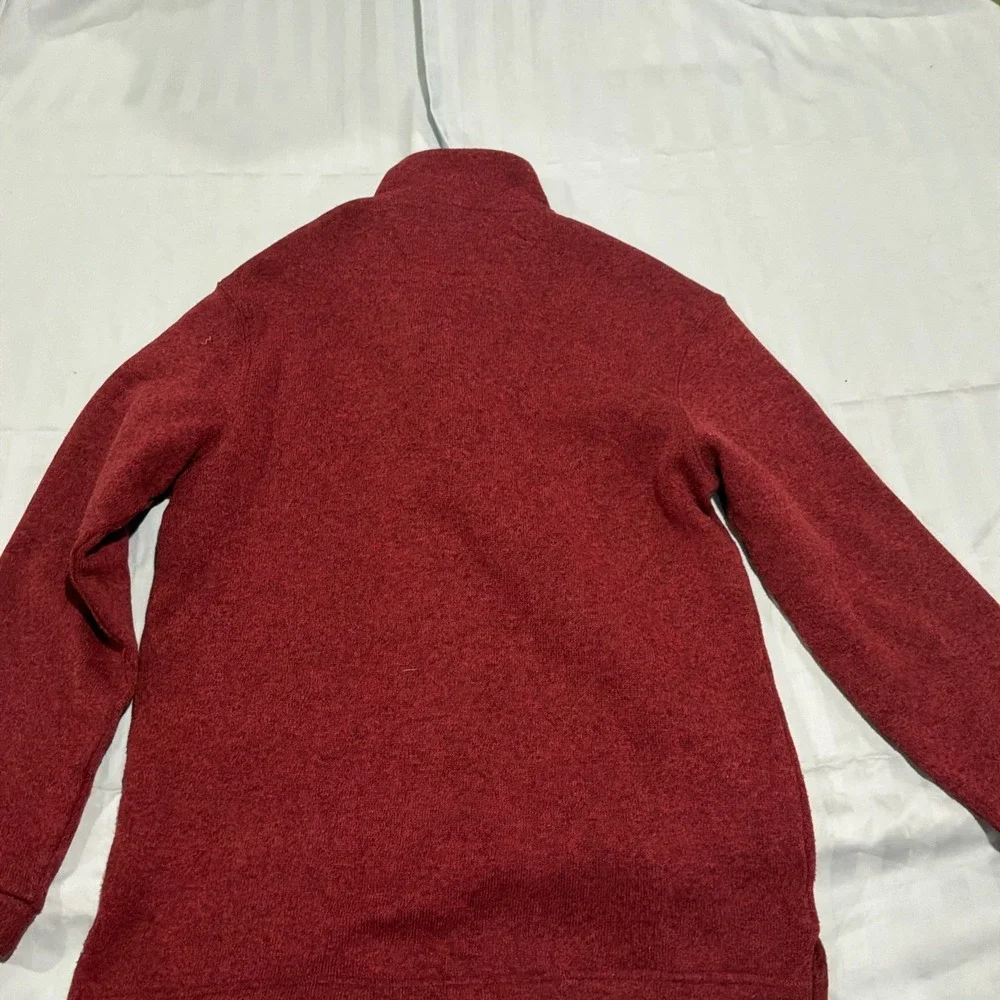 Haggar In Motion Mens Knit Sweater Size M Fleece Long Sleeve 1/4 Zip Red - Picture 2 of 5